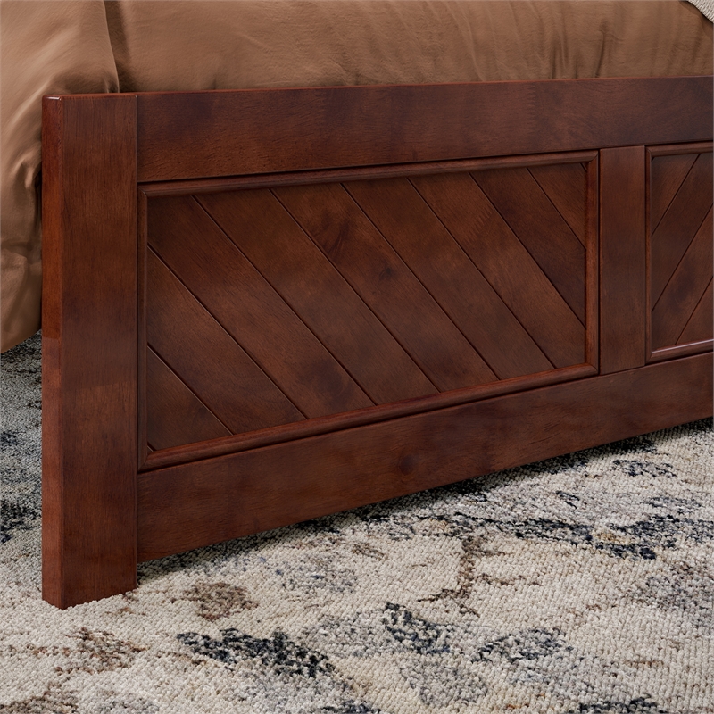 Canyon Full Wood Platform Bed with Matching Footboard in Walnut