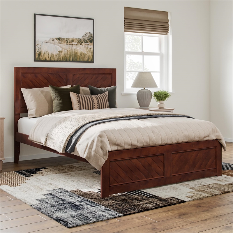 Canyon Queen Wood Platform Bed with Matching Footboard in Walnut