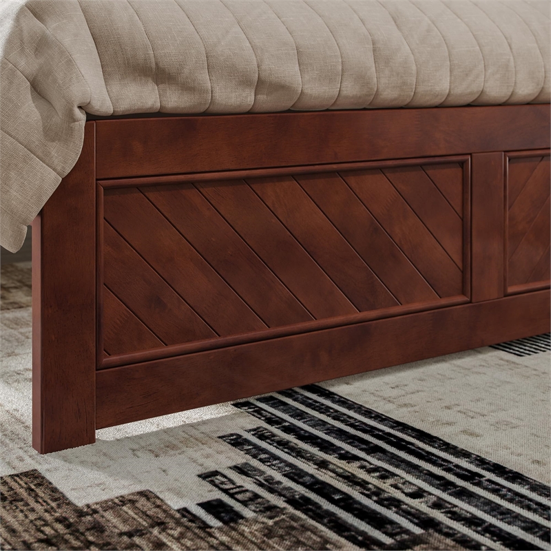 Canyon Queen Wood Platform Bed with Matching Footboard in Walnut