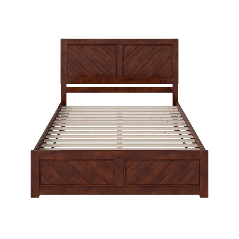 Canyon Queen Wood Platform Bed with Matching Footboard in Walnut