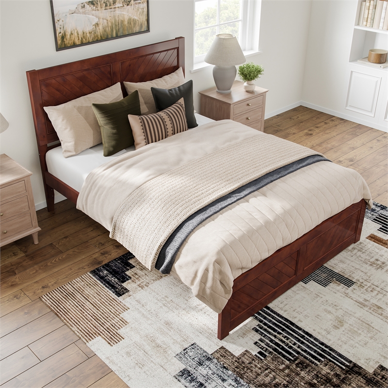 Canyon Queen Wood Platform Bed with Matching Footboard in Walnut