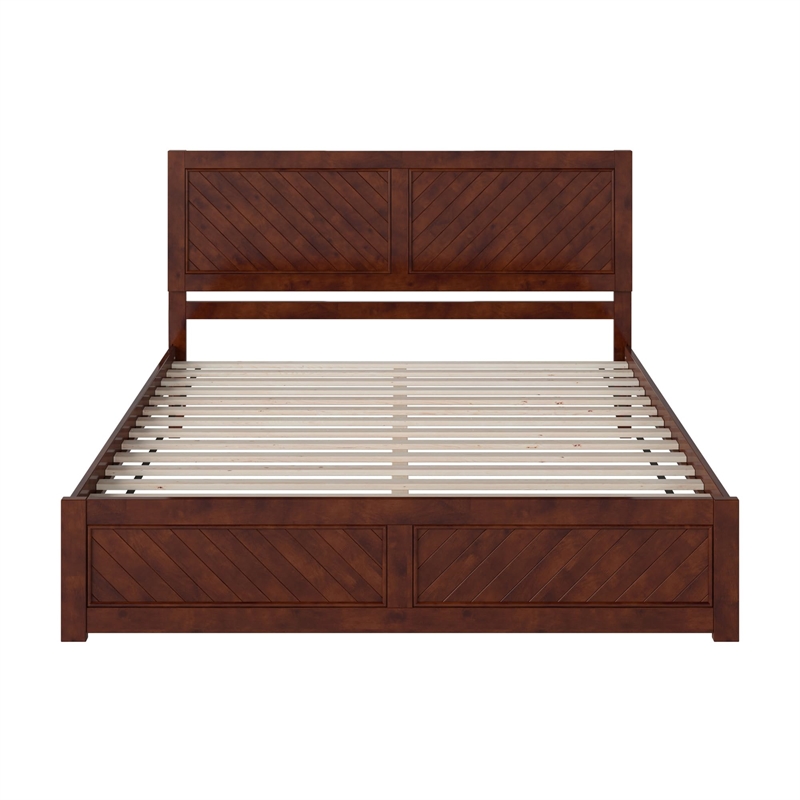 Canyon King Wood Platform Bed with Matching Footboard in Walnut