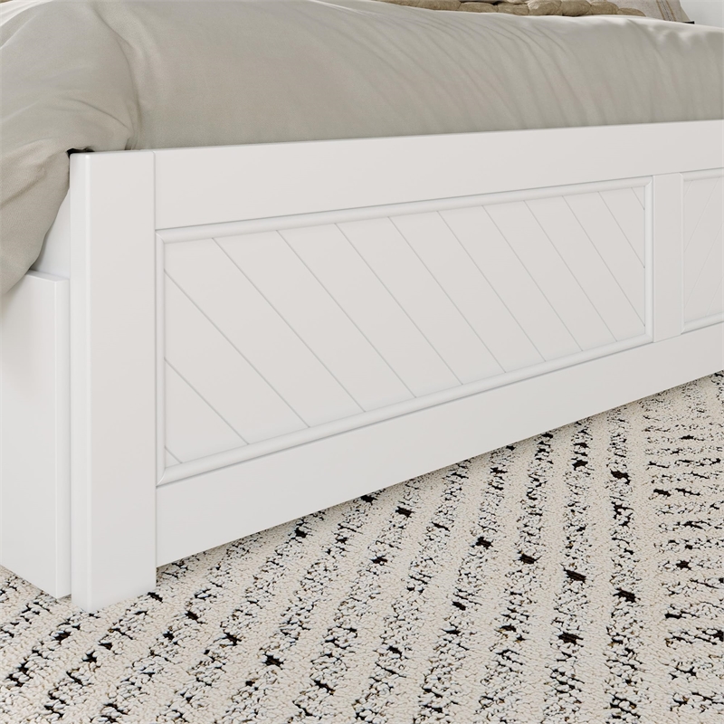 Canyon King Wood Platform Bed with Matching Footboard & Twin XL Trundle in White