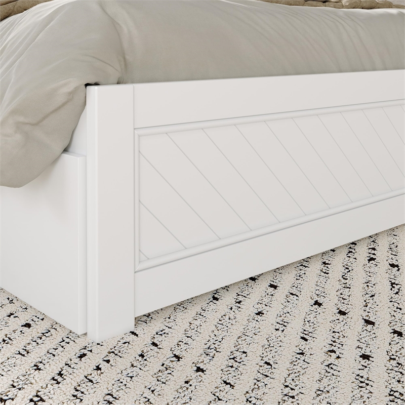 Canyon King Storage Wood Platform Bed with Matching Footboard in White
