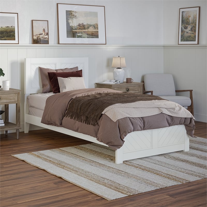 Canyon Twin XL Foundation Bed Frame with Matching Footboard in White