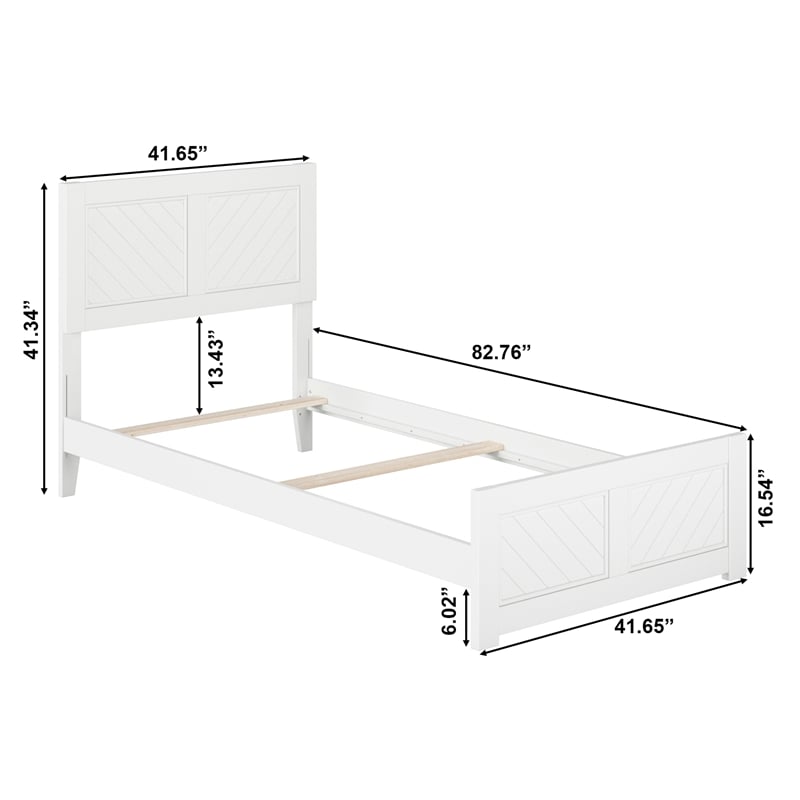 Canyon Twin XL Foundation Bed Frame with Matching Footboard in White