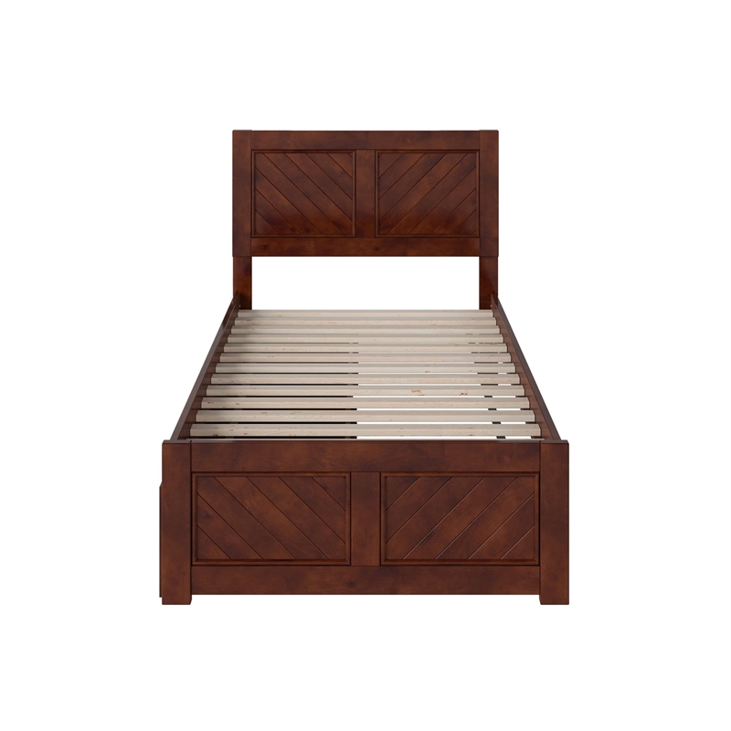 Canyon Twin Storage Wood Platform Bed with Matching Footboard in Walnut