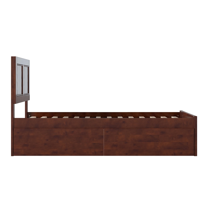 Canyon Twin Storage Wood Platform Bed with Matching Footboard in Walnut
