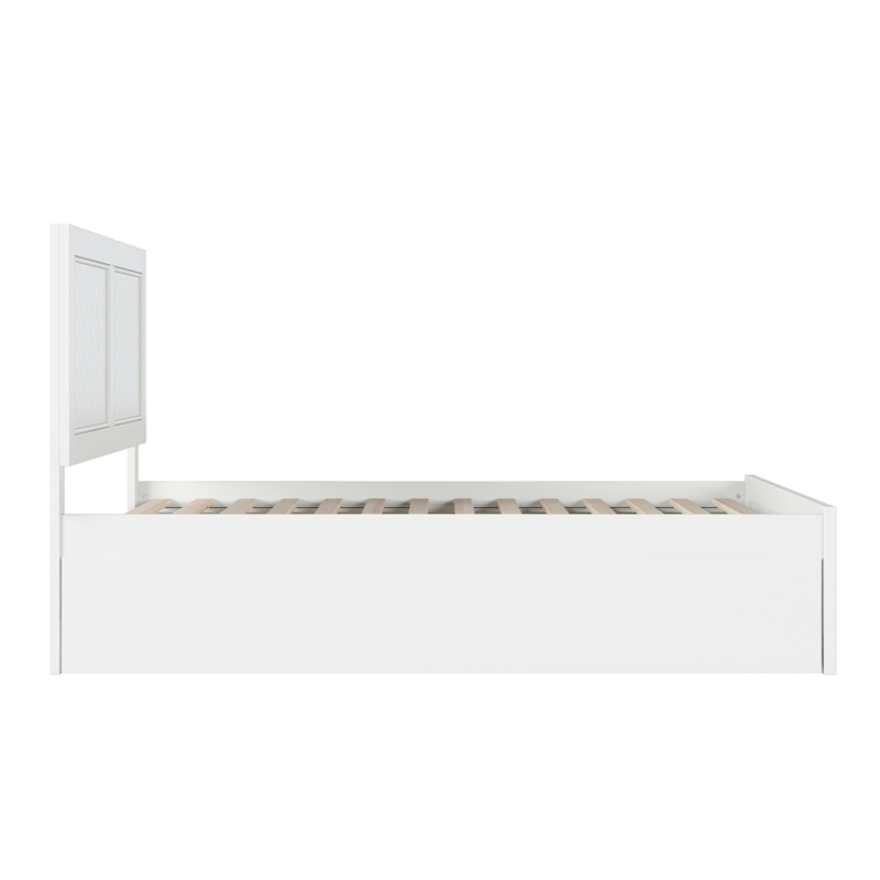 Canyon Full Wood Platform Bed with Matching Footboard & Twin Trundle in White