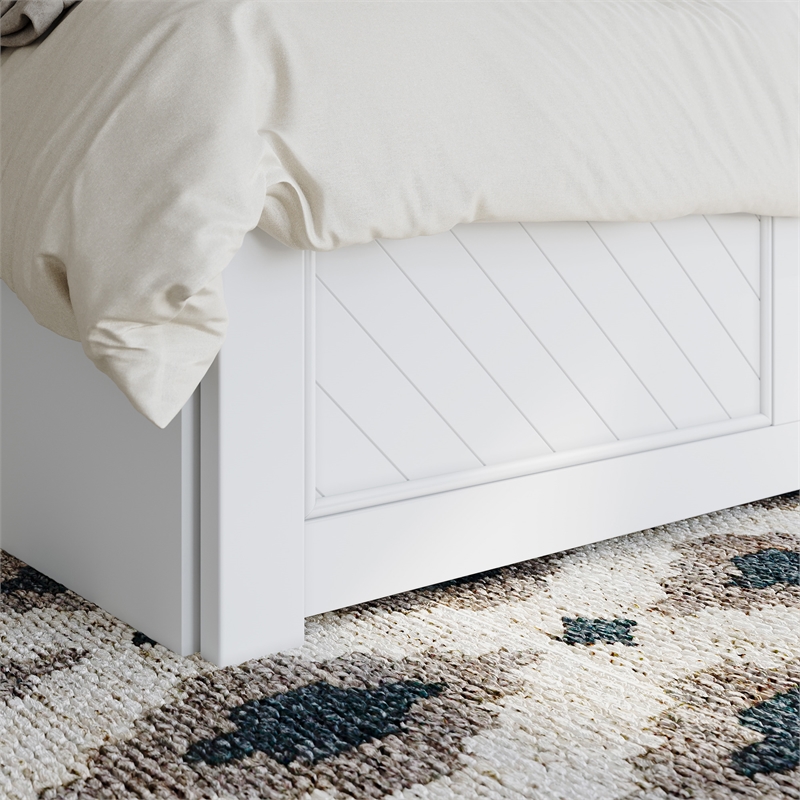 Canyon Full Storage Wood Platform Bed with Matching Footboard in White