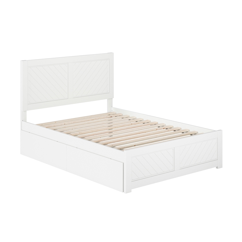 Canyon Full Storage Wood Platform Bed with Matching Footboard in White