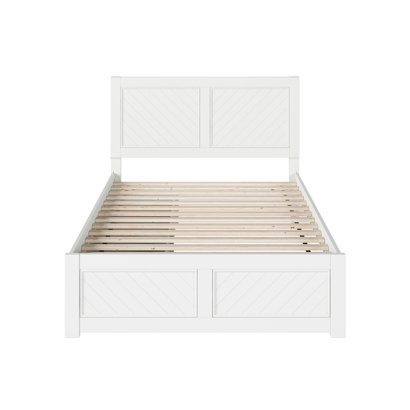 Canyon Full Storage Wood Platform Bed with Matching Footboard in White