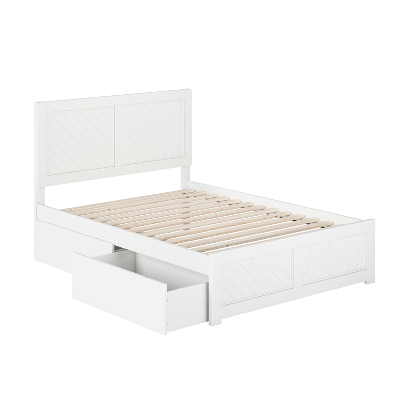 Canyon Full Storage Wood Platform Bed with Matching Footboard in White