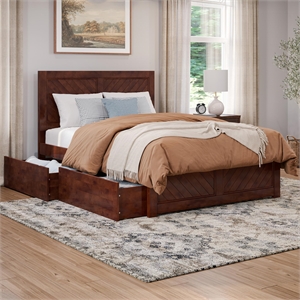 Canyon Full Storage Wood Platform Bed with Matching Footboard in Walnut