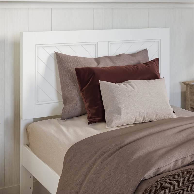 Canyon Twin XL Wood Platform Bed with Matching Footboard & Trundle in White