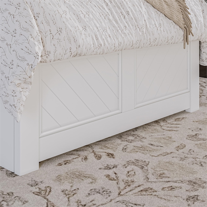 Canyon Twin Wood Platform Bed with Matching Footboard & Twin Trundle in White