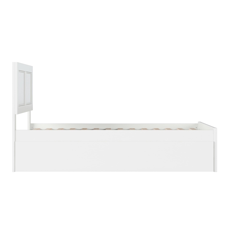 Canyon Twin Wood Platform Bed with Matching Footboard & Twin Trundle in White