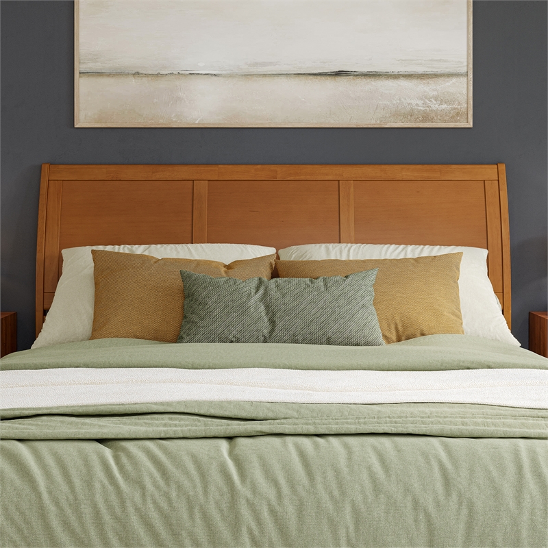 Portland King Sleigh Wood Headboard in Light Toffee