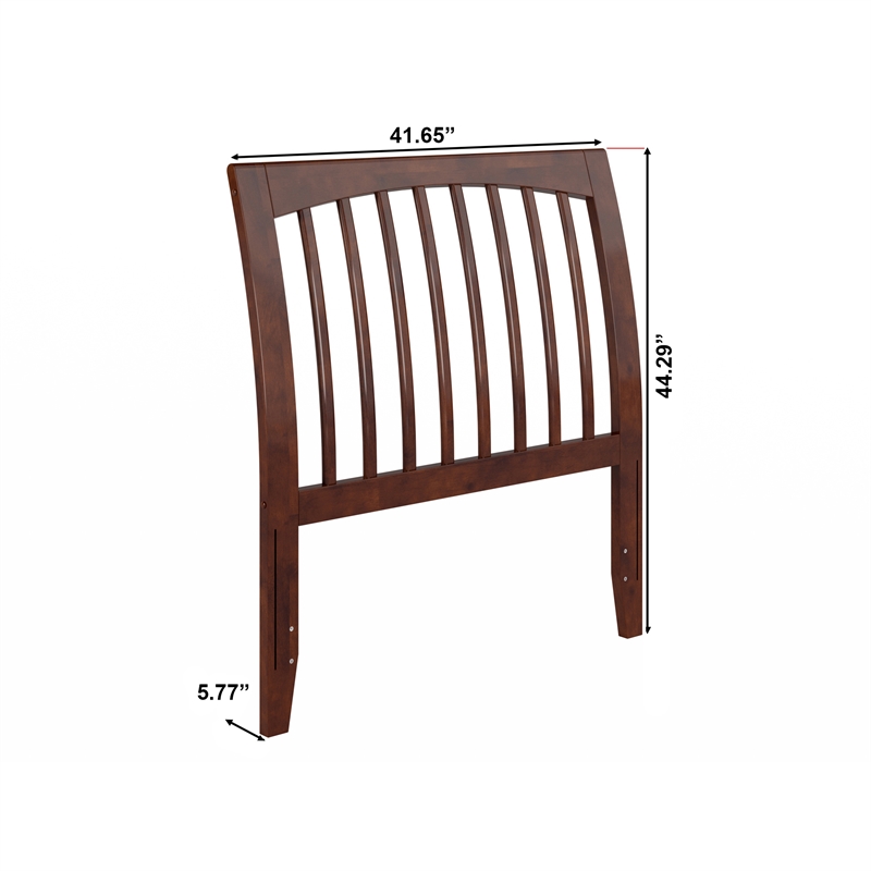 AFI Orleans Twin Sleigh Contemporary Solid Wood Slat Headboard in Walnut
