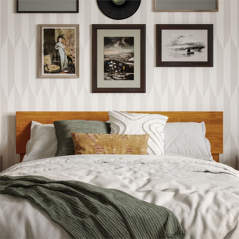 Orlando Full Modern Wood Panel Headboard in Light Toffee