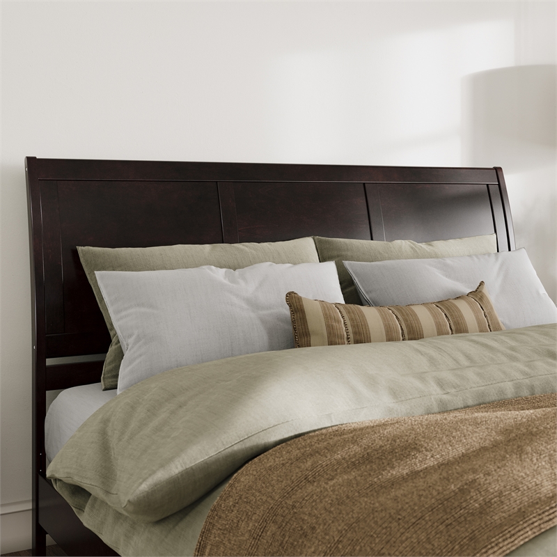 Portland King Sleigh Wood Headboard in Espresso