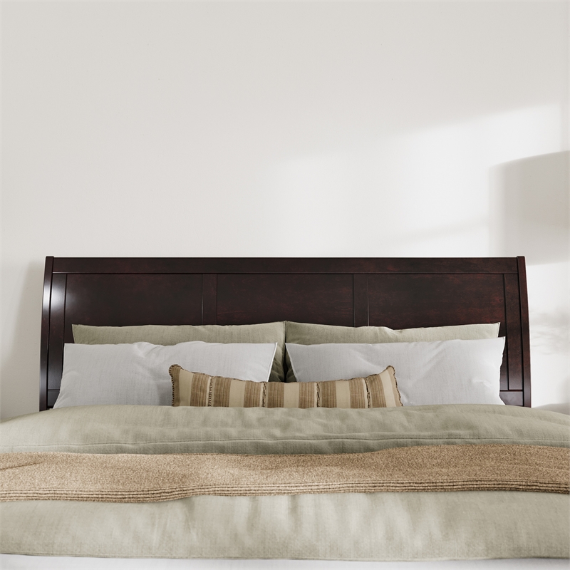 Portland King Sleigh Wood Headboard in Espresso