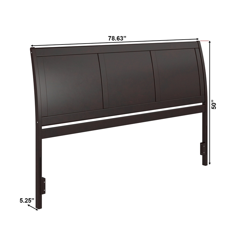 Portland King Sleigh Wood Headboard in Espresso