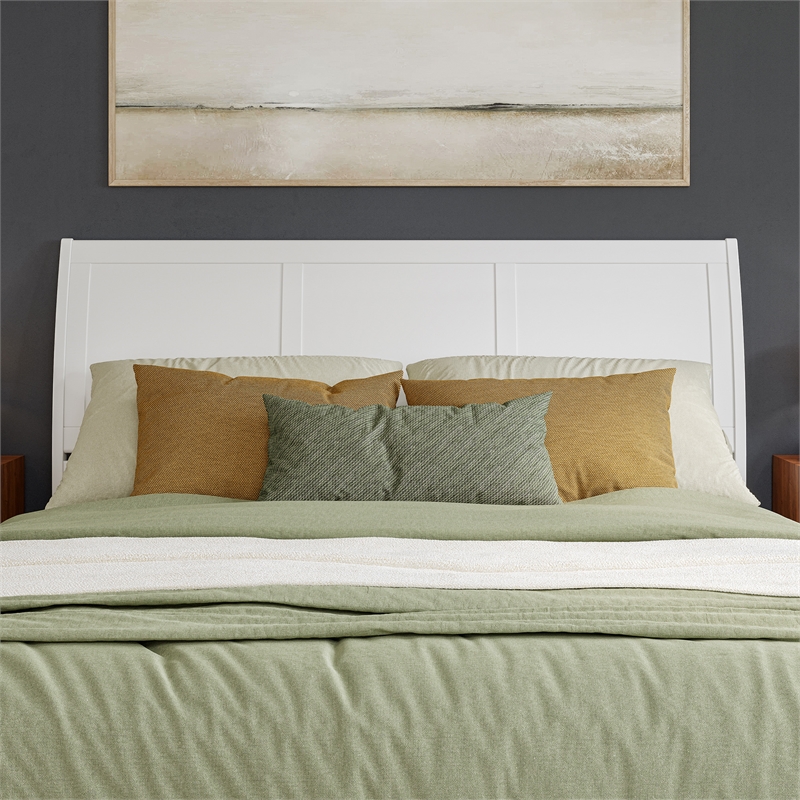Portland King Sleigh Wood Headboard in White