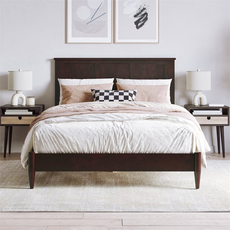 Charlotte Full Solid Wood Low Profile Platform Bed in Espresso