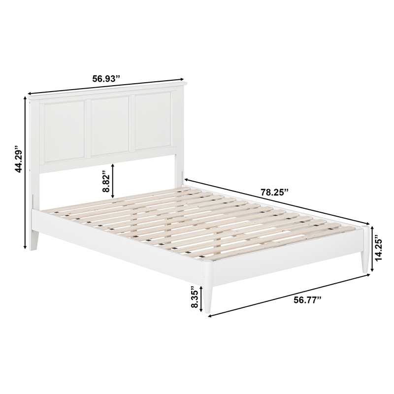 Charlotte Full Solid Wood Low Profile Platform Bed in White