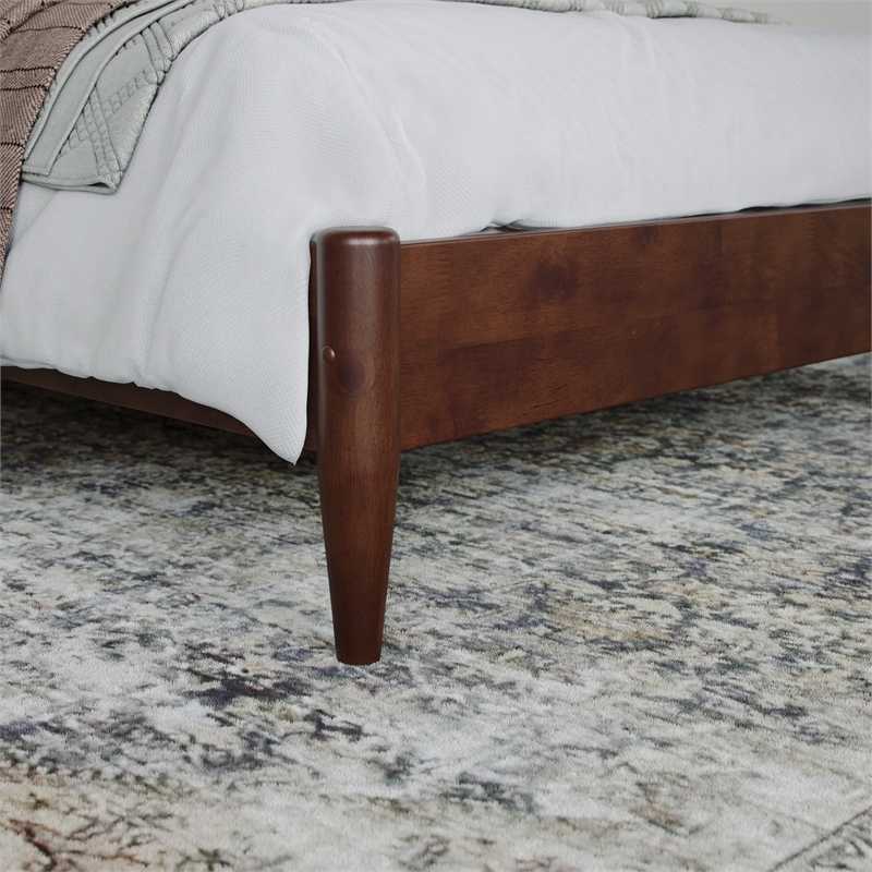 Aria Twin XL Solid Wood Modern Low Profile Platform Bed in Walnut