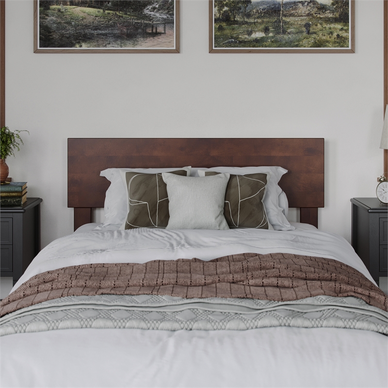 Aria Twin XL Solid Wood Modern Low Profile Platform Bed in Walnut