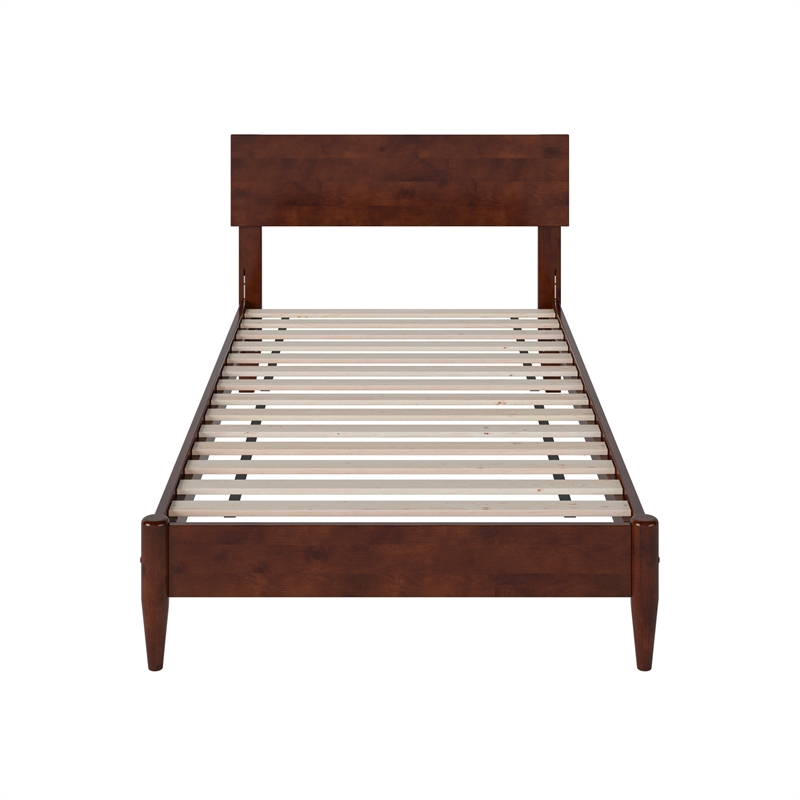Aria Twin XL Solid Wood Modern Low Profile Platform Bed in Walnut