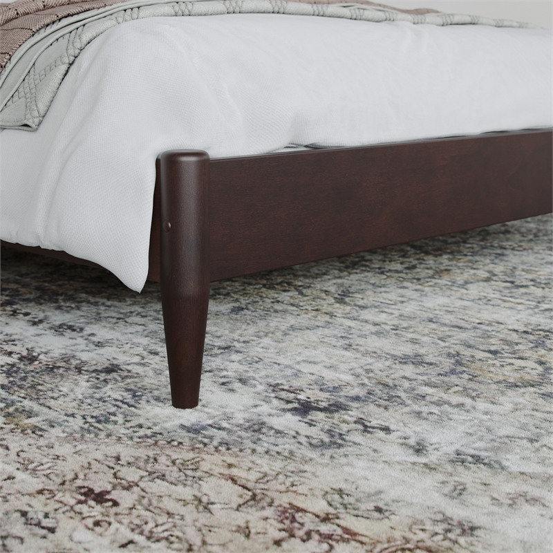 Aria Full Solid Wood Modern Low Profile Platform Bed in Espresso