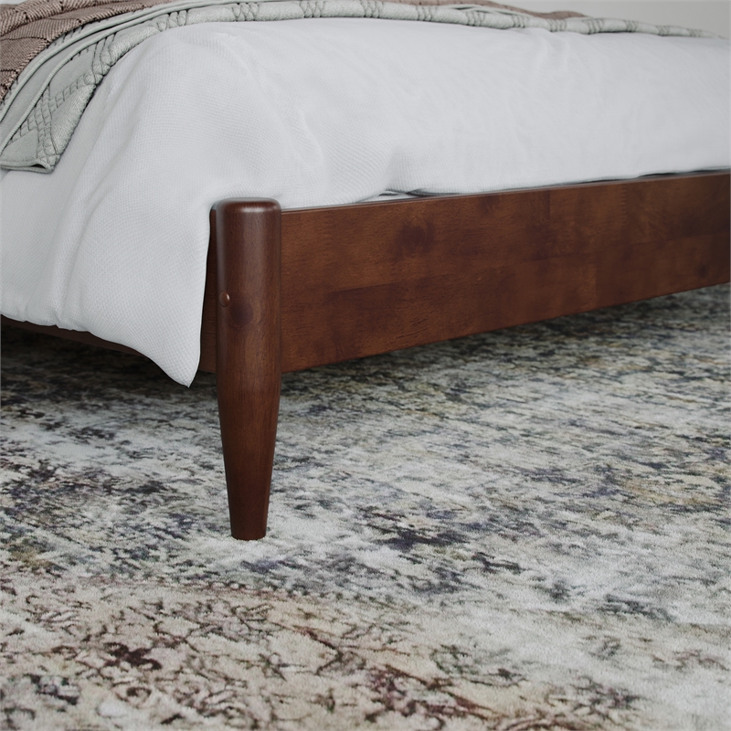 Aria Full Solid Wood Modern Low Profile Platform Bed in Walnut