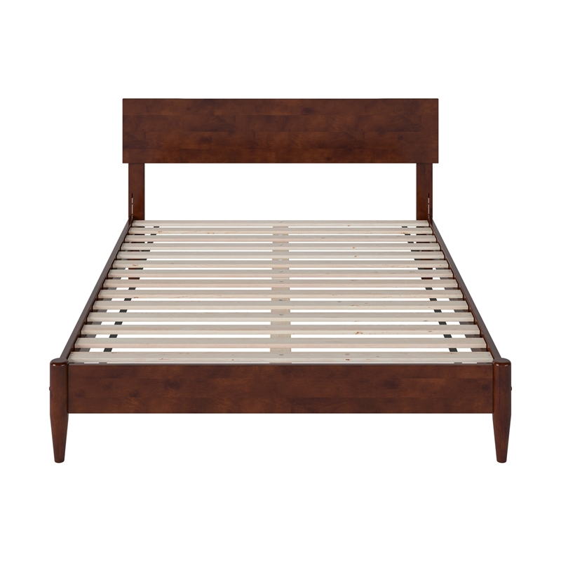 Aria Full Solid Wood Modern Low Profile Platform Bed in Walnut