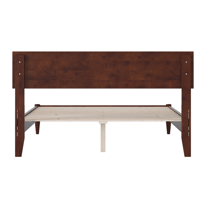 Aria Full Solid Wood Modern Low Profile Platform Bed in Walnut