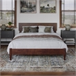 Aria Full Solid Wood Modern Low Profile Platform Bed in Walnut