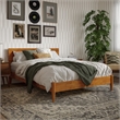 Aria Full Solid Wood Modern Low Profile Platform Bed in Light Toffee