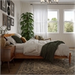 Aria Full Solid Wood Modern Low Profile Platform Bed in Light Toffee
