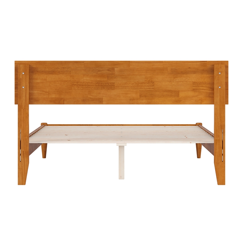 Aria Full Solid Wood Modern Low Profile Platform Bed in Light Toffee
