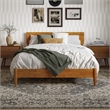Aria Full Solid Wood Modern Low Profile Platform Bed in Light Toffee