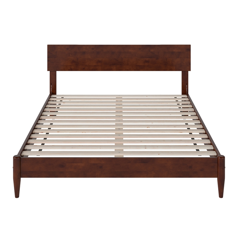 Aria Queen Solid Wood Modern Low Profile Platform Bed in Walnut
