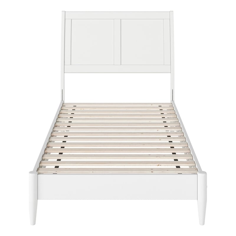 Valencia Twin Solid Wood Low Profile Sleigh Platform Bed in White