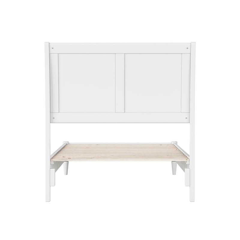 Valencia Twin Solid Wood Low Profile Sleigh Platform Bed in White