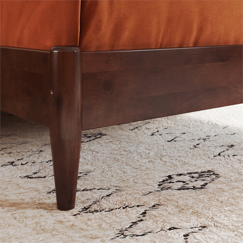 Valencia Twin Solid Wood Low Profile Sleigh Platform Bed in Walnut