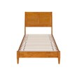Valencia Twin Solid Wood Low Profile Sleigh Platform Bed in Light Toffee