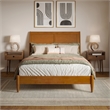 Valencia Full Solid Wood Low Profile Sleigh Platform Bed in Light Toffee