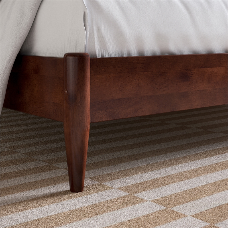 Aria King Solid Wood Modern Low Profile Platform Bed in Walnut