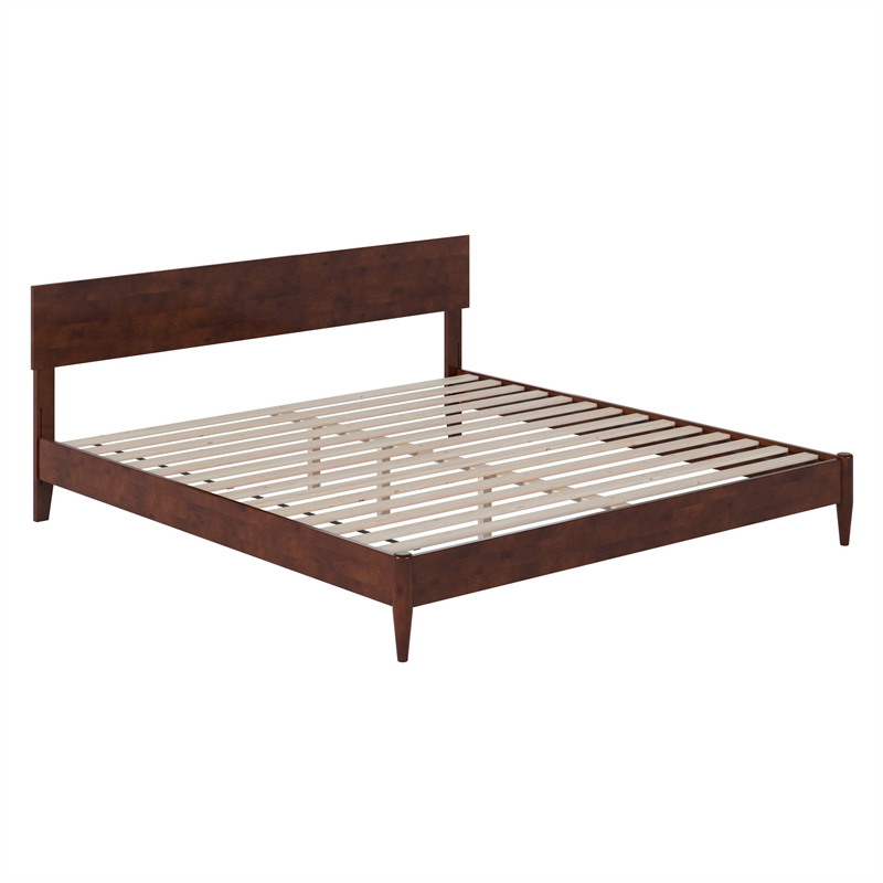 Aria King Solid Wood Modern Low Profile Platform Bed in Walnut